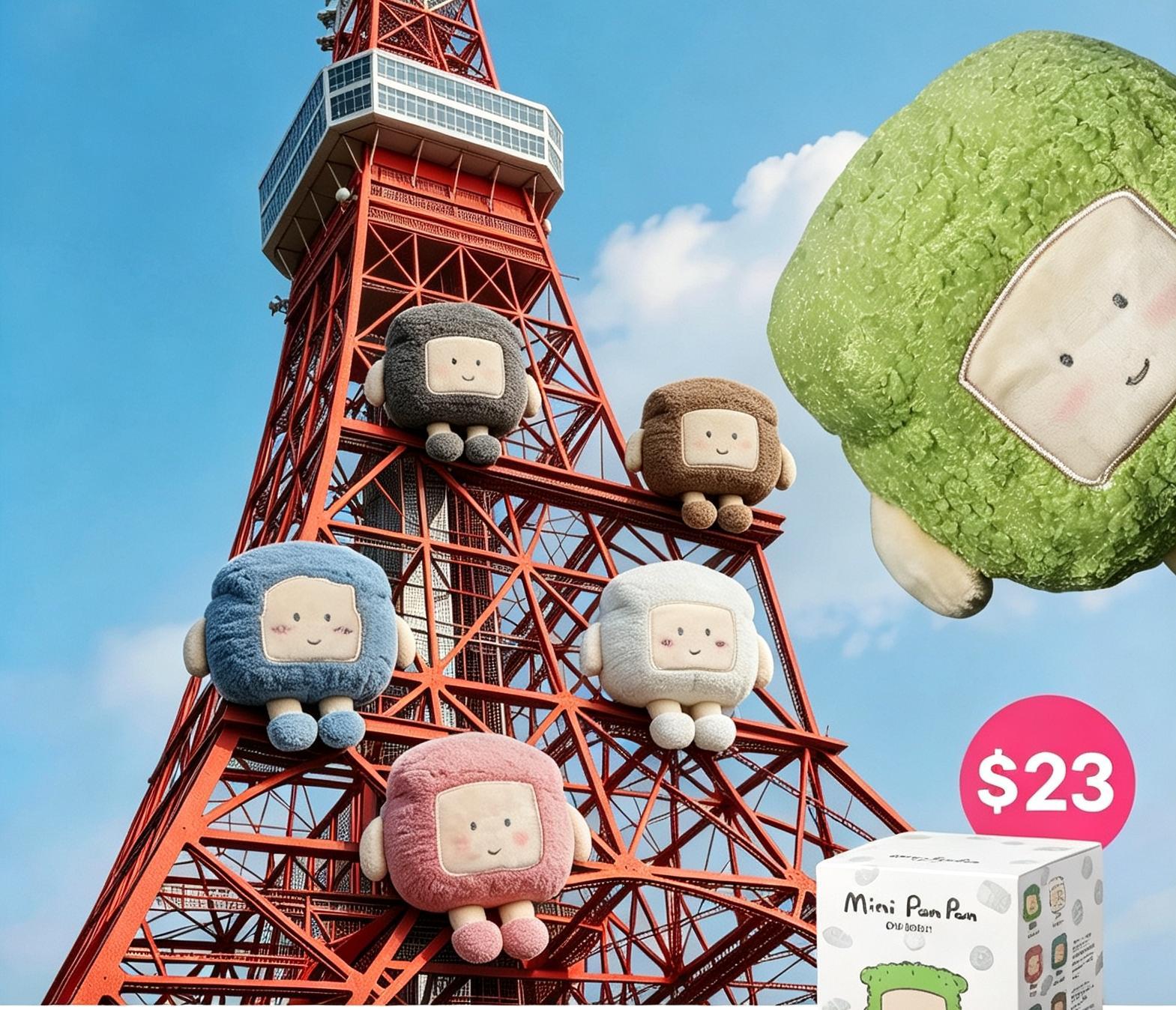 Group photo of all six Mini Pan Pan characters